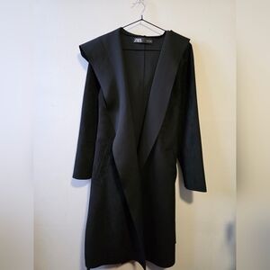 Zara Black Long Velvet Coat